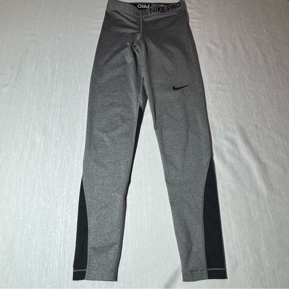 Nike Pro‎ Leggings XS Gray Black Colorblock Athletic Pants